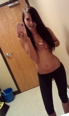 Petite skinny teen self shot of her new skin tight yoga pants. The post Bubbly yoga..