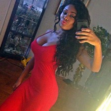 Hot homemade amateur busty ebony selfshot in sexy red dress