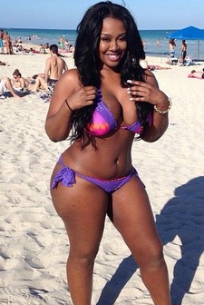 Sweet and very hot ebony young milf in beautiful bikini have gorgeous big chocolate booty
